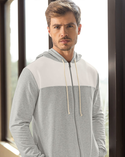 Sudadera manga larga con cierre y capucha#color_071-gris