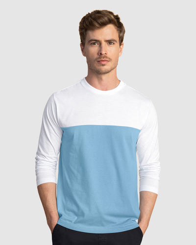 Camiseta manga larga bloque de color para hombre#color_502-azul-blanco