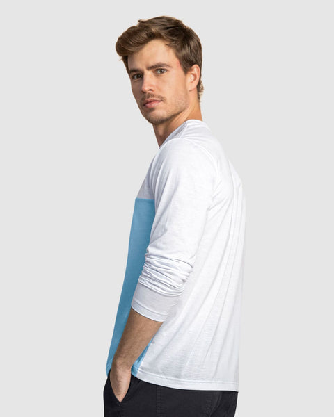 Camiseta manga larga bloque de color para hombre#color_502-azul-blanco