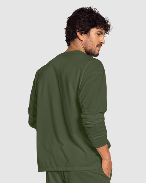 Sudadera manga larga con bolsillo funcional frontal#color_603-verde-oscuro