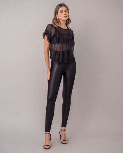 Legging con cierre de compresión en abdomen en imitación cuero#color_700-negro