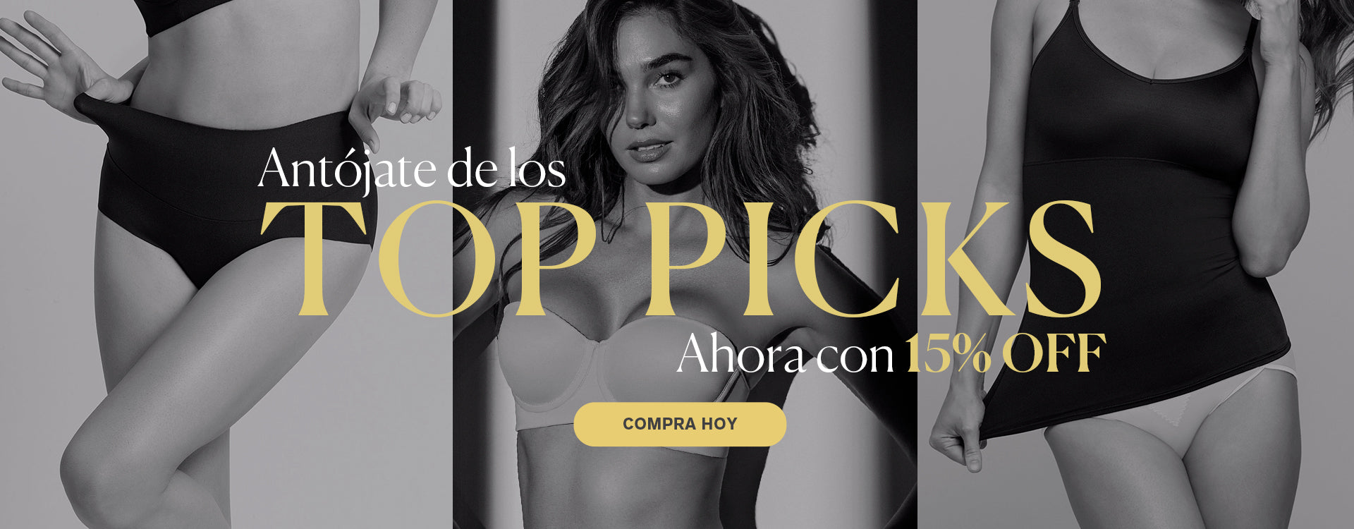Diferentes tomas de panty, bra y top Leonisa.