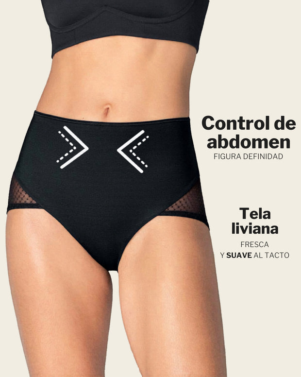 Panty hípster de compresión fuerte de abdomen y glúteos en tul