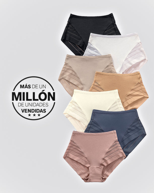 Panty faja clásico con compresión moderada de abdomen y bandas en tul