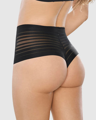 Panty alto de compresión suave con encanje en bandas#color_700-negro