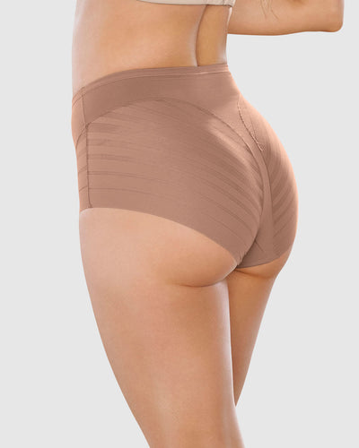 Panty faja clásico con control suave de abdomen y bandas de tul#color_857-cafe-medio