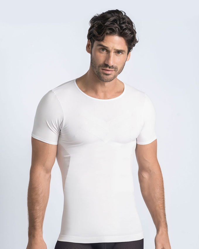 Camiseta de compresión suave con tecnología skinfuse para total comodidad#color_000-blanco
