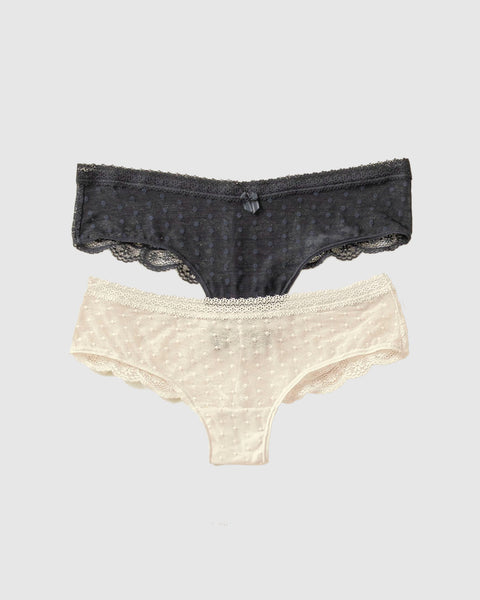 Paquete x 2 panties cacheteros en encaje y tul#color_s01-marfil-negro