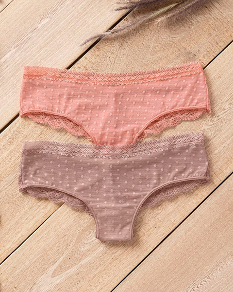 Paquete x 2 panties cacheteros en encaje y tul#color_s29-rosa-palido-rosa-medio