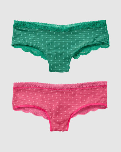 Paquete x 2 panties cacheteros en encaje y tul#color_s40-verde-rosado