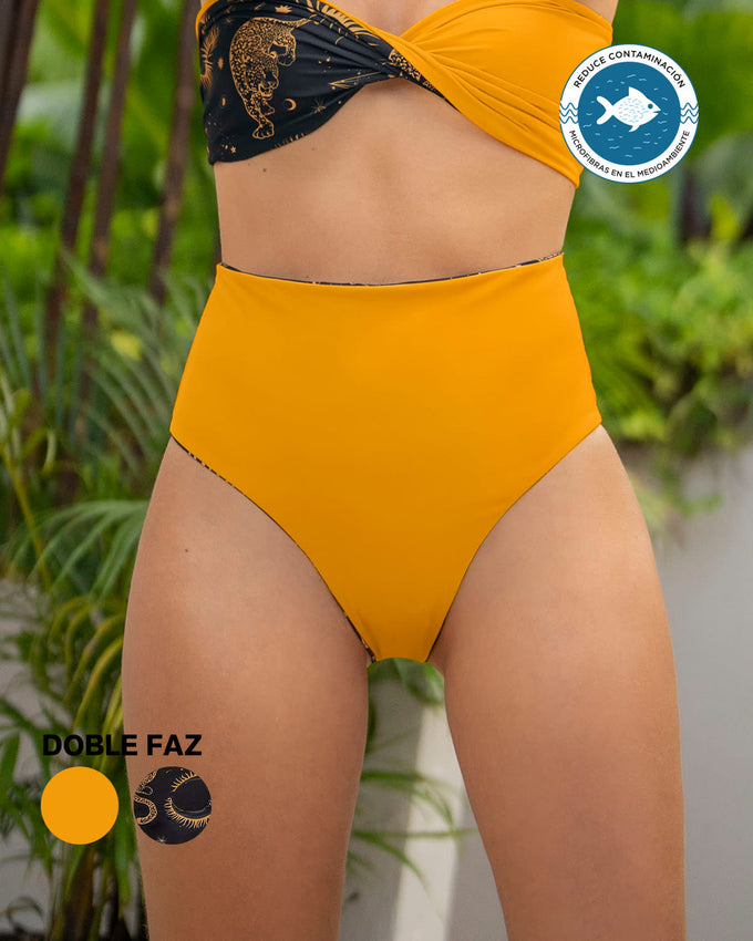 Panty tiro alto doble faz BIO-PET compresión suave de abdomen#color_701-estampado-constelacion-naranja