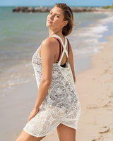 Vestido corto en malla para la playa#color_898-marfil