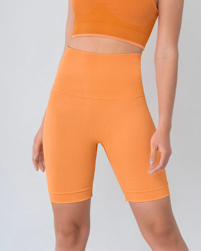 Short ciclista sin costuras compresión fuerte en abdomen medio y moderado en muslos#color_203-naranja