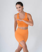 Short ciclista sin costuras compresión fuerte en abdomen medio y moderado en muslos#color_203-naranja