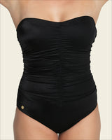 Vestido de baño entero de compresión fuerte de abdomen con drapeado#color_700-negro