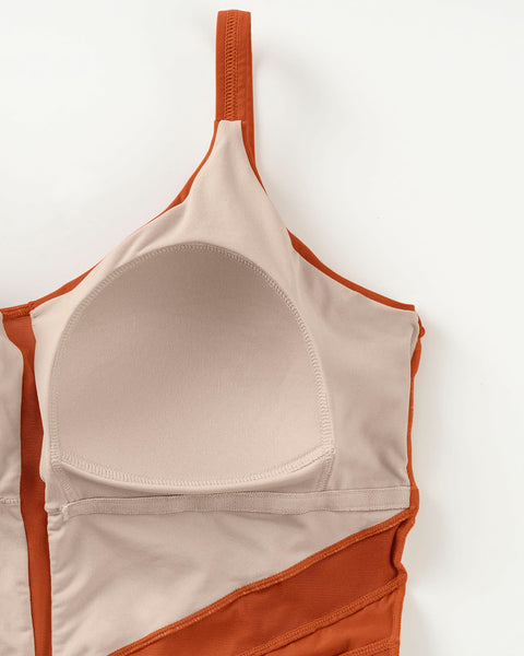 Traje de baño entero compresión suave de abdomen elaborado en nylon reciclado#color_239-naranja