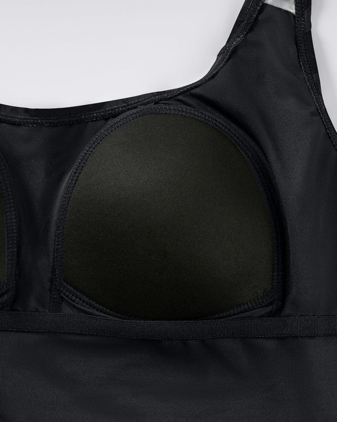 Traje de baño tankini camiseta + short largo BIO-PET#color_744-estampado-flores-negro