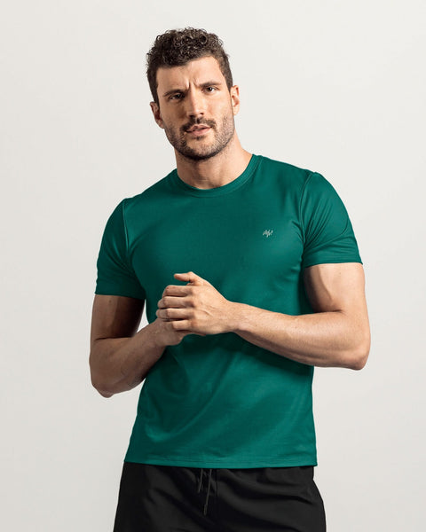 Camiseta deportiva masculina semiajustada de secado rápido#color_698-verde-jade