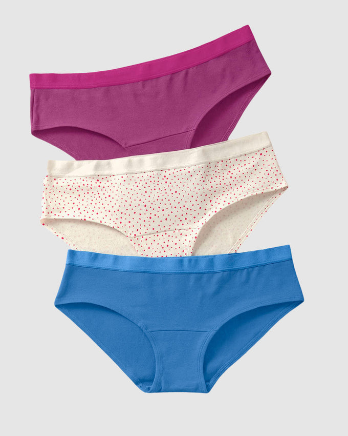 Paquete x3 panties estilo hipster en algodón#color_s54-marfil-estampado-puntos-morado-azul
