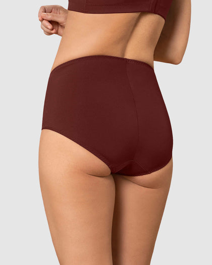 Panty clásico de compresión suave con toques de encaje en abdomen#color_a21-vino